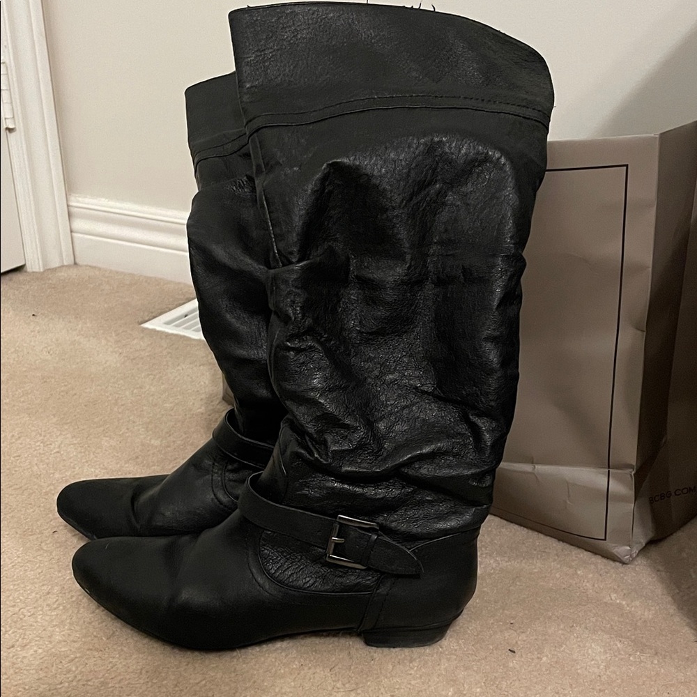 Steve Madden Black Leather Knee-High Boots